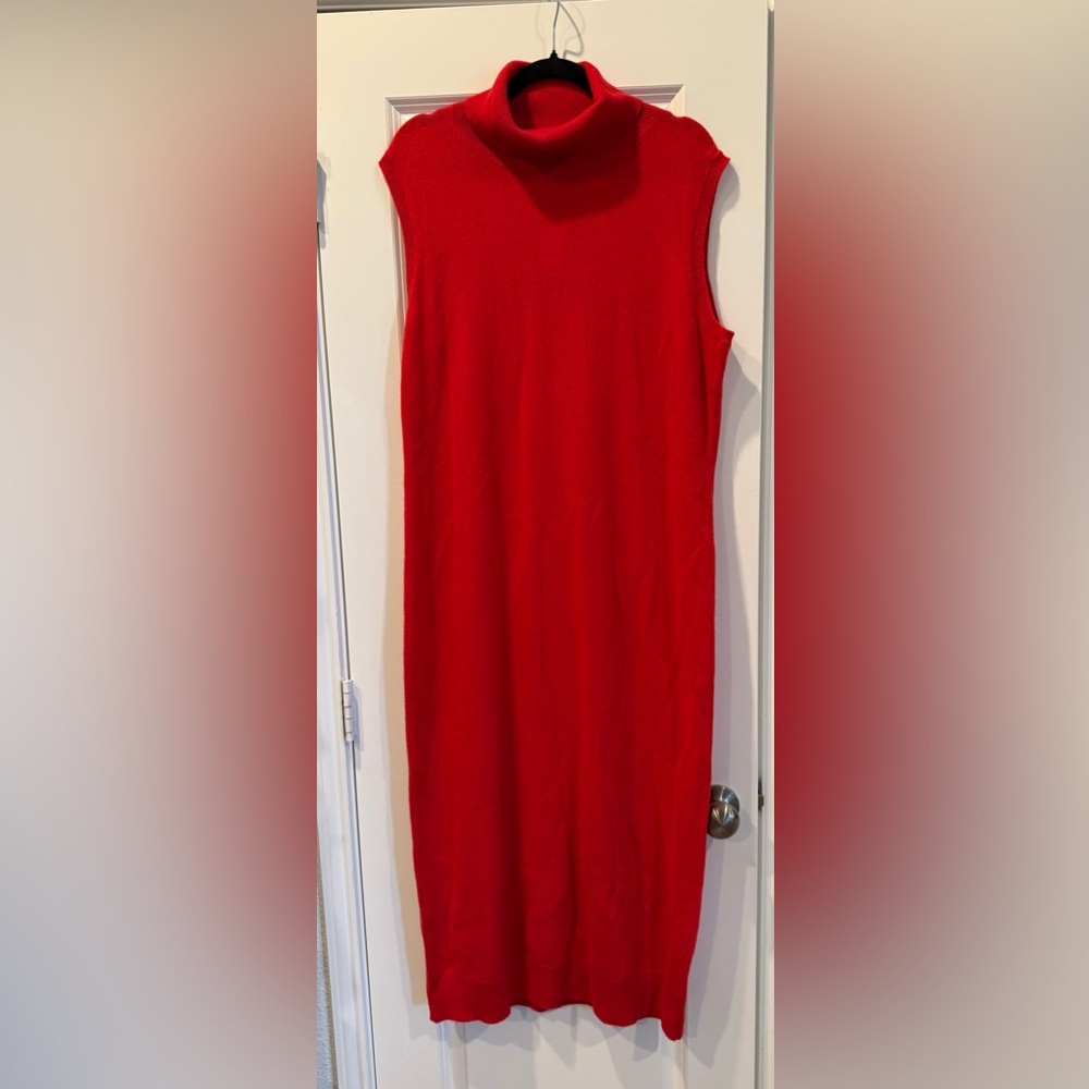 ANTONIO MELANI  Red Cashmere Midi Sweater Dress